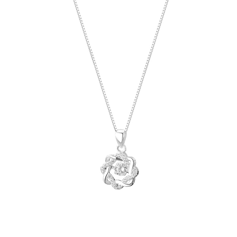 Sterling silver twisted zircon necklace, a fresh and sweet style, a versatile clavicle chain for women.