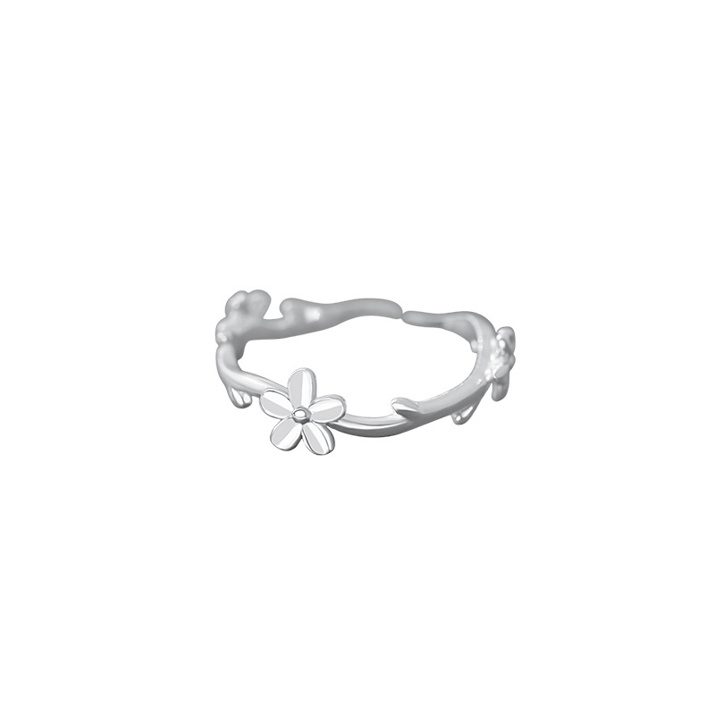 Sterling silver flower ring, sweet and refreshing, adjustable and elegant jewelry.