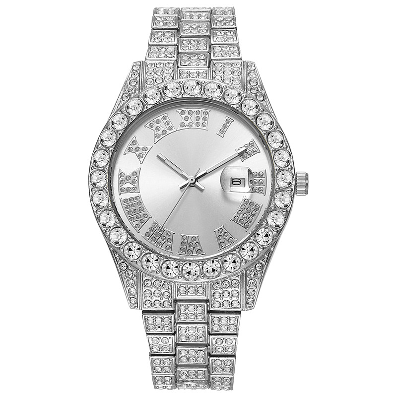 Men's personalized hip-hop style diamond-set quartz watch