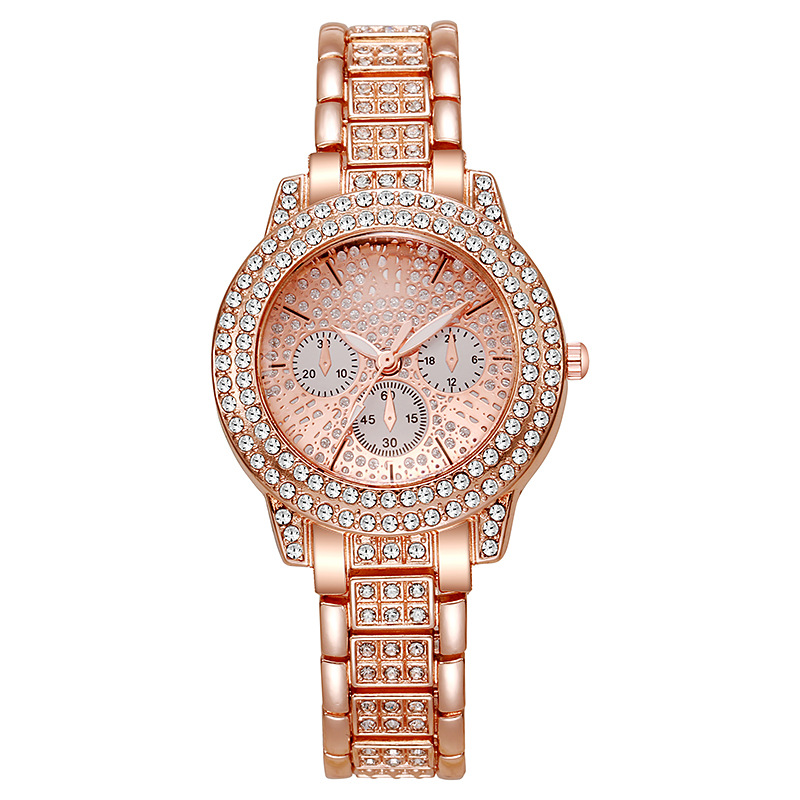 Women's rhinestone watch and diamond bracelet
