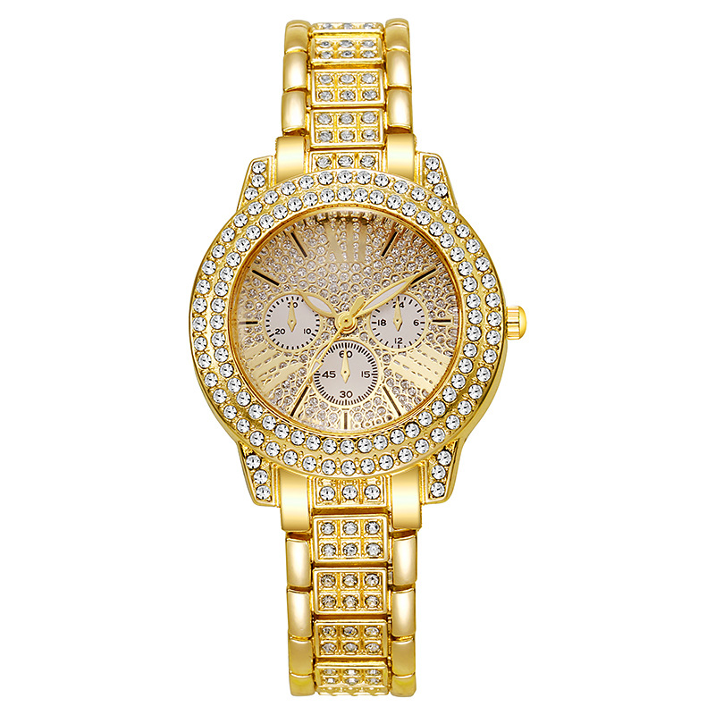 Women's rhinestone watch and diamond bracelet