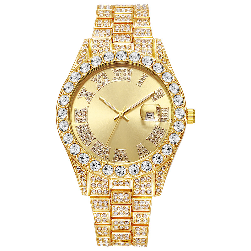 Men's personalized hip-hop style diamond-set quartz watch